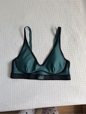 ALO Yoga Teal Sports Bralette with Black Trim